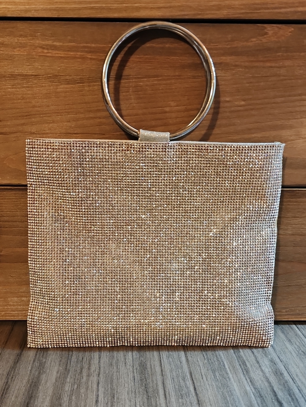 NWOT Nina Crystal Rhinestone Ring Handle Clutch Crossbody Bag